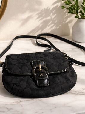 Coach Black Quilted Signature Crossbody with Buckle